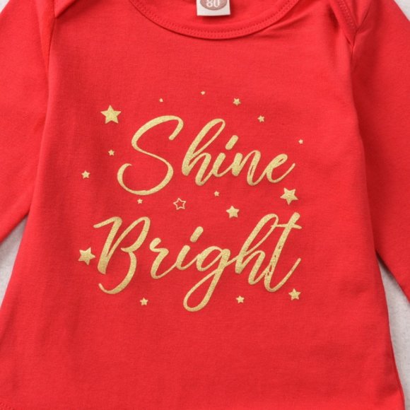 Girl girls baby Christmas Holidays Shine onesie skirt bow red gold cute new - Picture 4 of 9